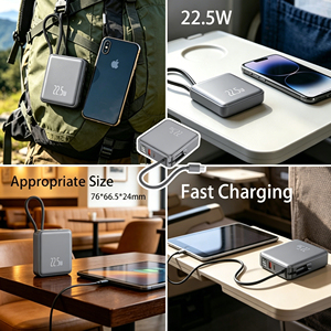 แบตเตอรี่สำรองพกพาความจุสูง 10000mAh ชาร์จเร็ว พร้อมพอร์ต Type-C สำหรับชาร์จเข้า/ออก ดีไซน์มินิ วัสดุพลาสติก - Product Image 3