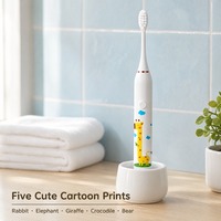 Brosse à dents électrique sonique intelligente pour enfants, portable, rechargeable, poils en nylon doux, étanche IPX7, en plastique, pour usage domestique