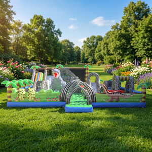 WINSUN Castillo Inflable Grande de Dinosaurios, Castillo Hinchable de Dinosaurios, Trampolín Inflable de PVC - Product Image 1