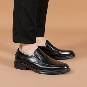 Chaussures en cuir décontractées pour hommes, chaussures d'affaires respirantes en cuir véritable, à enfiler, en cuir pleine fleur, style britannique - Product Image 5