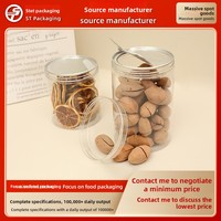 Boîte cylindrique transparente en PET avec couvercle en cristal pour l'emballage alimentaire : noix, noyaux, thé aux fleurs