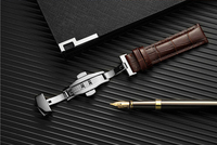 Montre automatique de luxe pour homme SENORS avec bracelet en cuir, cadran en cristal saphir, boîtier en alliage, design élégant, résistante à l'eau
