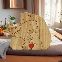 Nouvel Arrivage : Puzzle en Bois Artisanal - Mère et Ours à Pattes Croisées - Décoration d'Intérieur en Bois Massif - Ornement Artistique Réconfortant pour la Famille