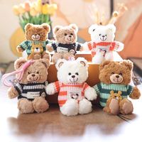 Porte-clés ours en peluche mignon en forme de pull, pendentif de sac en peluche doux, poupée ours de dessin animé, cadeau pour la décoration de sac à dos