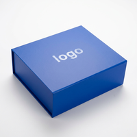 Boîte cadeau rigide de luxe écologique haut de gamme avec fermeture magnétique bleu électrique personnalisée, doublure en éponge, sérum pour le soin de la peau