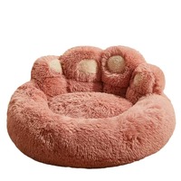 Lit pour animaux de compagnie pliable rond à motif animal, écologique et fait à la main, pour chats et chiens, chaud en toutes saisons