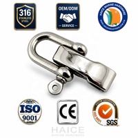 Manille en acier inoxydable de type D forgée, 4 mm, réglable, pour ligne de vie extérieure, bracelet en paracorde, boucle, matériel de sport, yacht, bateau
