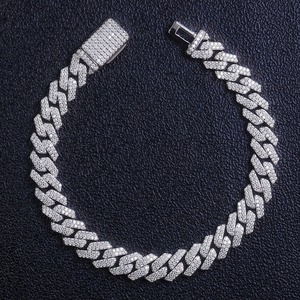 Bracelet cubain en moissanite avec bijoux VVS pour hommes et femmes, idéal pour les fêtes et le streetwear - Product Image 1