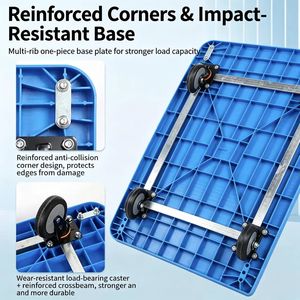 Chariot à plateforme robuste, capacité de charge de 500 kg, quatre roues, rotation à 360 degrés, pliable, chariot de rangement mobile en acier, <span class=keywords><strong>transport</strong></span> d'outils - Product Image 2