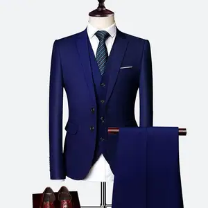 Terno de casamento masculino, blazer + calças + colete para homens de uso formal, trajes solteiros, 3 peças