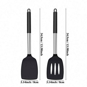 Stainless Steel High-temperature Bpa-free/dishwasher Silicone Spatula 2-piece Set of Kitchen Frying Spatula Leakage Spatula - Product Image 6