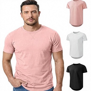 เสื้อยืดคอกลมแขนสั้นทรงเข้ารูปสำหรับผู้ชาย สีพื้น ผ้าถัก ดีไซน์เรียบง่าย สวมใส่สบาย ความยาวปกติ - Product Image 1