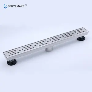 24inch/600mm Long Brushed Sliver Finish Stainless Steel 304 Linear Shower Floor Drain Waste For Bathroom