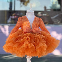 Robe tutu en gaze à paillettes de luxe pour bébé fille robe à manches bouffantes robe de soirée pour mariage robe de bébé fille