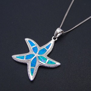 Best Sale 925 Sterling Silver Moon and Plam Tree Blue Fire <strong>Opal</strong> <strong>Pendant</strong> - Product Image 2