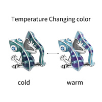 Breloque Gecko en Alliage Plaqué Argent, Changeant de Couleur selon la Température, Émail, Œil en Zircon Cubique, Unisexe, pour Bracelet, Collier, Bijoux DIY
