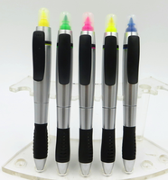 Surligneur avec stylo et stylet combinés, barils multicolores, encre noire à bille, surligneurs en gel à la cire
