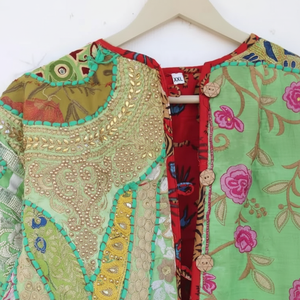 Veste longue en coton patchwork brodée respirante tissée de couleur violette style hippie pour femmes - Product Image 1