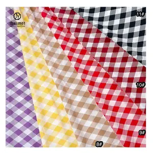 Custom Diamond Plaid Checkered Gingham Printed Chiffon Fabric 97% Polyester 3% Spandex School Uniform Material Fabric