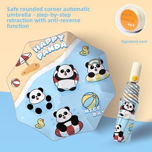 Nuevo Paraguas Infantil Plegable de Tres Secciones con Diseño de Panda y Garras de Gato, Automático, Anti-Rebote, Protección Solar para Niños y Niñas - Product Image 5