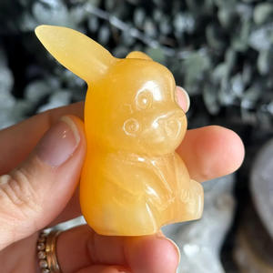 Vente en gros de sculptures en cristal naturel de guérison, cristal de calcite orange Pikachu, artisanat en cristal, souvenir - Product Image 4