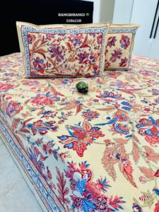 Jaipuri Style Discharge Print Bedding Set 100% Organic Cotton 200TC Floral Elephant Pattern <b>King</b> <b>Size</b> for Home Hotel - Product Image 4