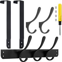 Cintre sur porte avec 5 crochets pour vêtements serviettes manteaux sacs, noir sur le support de porte pour salon, salle de bain, chambre