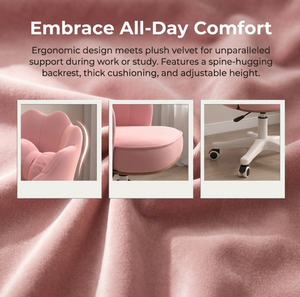 Silla de Escritorio Moderna de Terciopelo con Respaldo en Forma de Pétalo, Giratoria, Cómoda, para Sala de Estar, Hotel, Oficina en Casa, Manicura - Product Image 4