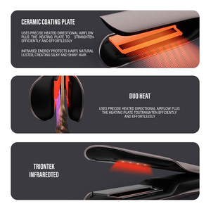 مكواة شعر سيراميك احترافية من لينا بسرعة 110000 دورة في الدقيقة، مكواة مسطحة أيونية 2 في 1 مع تدفق هواء وشاشة LED - Product Image 5