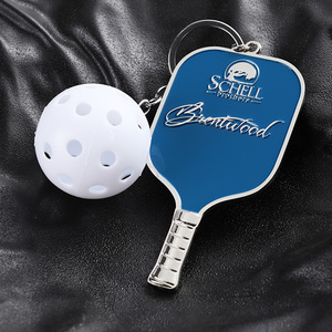 Quà lưu niệm tùy chỉnh móc khóa bóng pickleball 2D hợp kim kẽm mạ bạc men, logo tùy chỉnh kèm bóng PVC mini - Product Image 5