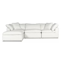 Canapé Modulaire Moderne Italien, Canapé Nuage Blanc Bas en Tissu Coton Lin, Ensemble de Meubles Sectionnels