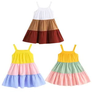 Girls summer dress new color matching little girl dress