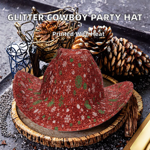 New Style Travel Party Favors Glitter Cowboy Hard <b>Hats</b> Bulk Wholesale Unisex <b>Light</b> Western Custom Party <b>Hats</b> 100% Polyester - Product Image 2