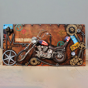 Decoración Steampunk Retro para Bares, Restaurantes y Hoteles, Pintura Mural 3D Colgante, Motocicleta <span class=keywords><strong>Harley</strong></span>, Estatua de Spider-Man, Avión - Product Image 3