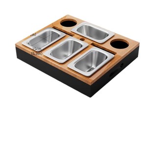 Solid Wood Snack Tray With Compartments For Fruit Drinks And <b>Phone</b> <b>Holder</b> <b>Desktop</b> Organizer For Living Room Or Hotel Use - Product Image 3