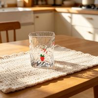 Gobelet en verre côtelé transparent, texture verticale, 400 ml, fait main, moderne, sans BPA, pour eau, jus, thé glacé, usage domestique et en cuisine