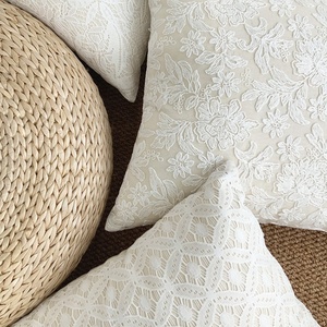 ปลอกหมอนอิงผ้าโปร่งปักลายลูกไม้หรูหราแบบฝรั่งเศสปลอกหมอนอิงผ้าฝ้ายผ้าลินินปักสีขาวสำหรับเป็นของขวัญแต่งงาน - Product Image 4
