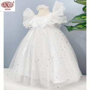 Venta al por mayor 100% algodón adorable bebé Nochebuena vestido cuello redondo hasta la rodilla silueta punto vestido en capas - Product Image 1