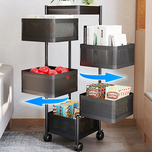 سلة تخزين دوارة مربعة سميكة من الفولاذ الكربوني قابلة للإزالة متعددة الطبقات رف خضروات - Product Image 3