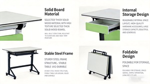 Meubles de bureau en bambou écologiques modernes, <span class=keywords><strong>table</strong></span> de conférence pliable <span class=keywords><strong>et</strong></span> extensible pour les étudiants, salle de <span class=keywords><strong>réunion</strong></span> scolaire, bureaux - Product Image 3