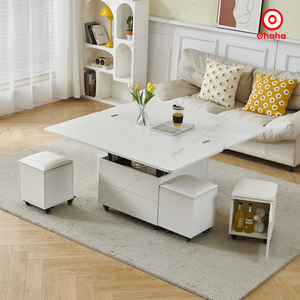 Bàn ăn tiết kiệm không gian 3 trong 1 có thể chuyển đổi với tủ lưu trữ và Ghế gấp giải pháp tiết kiệm không gian cho ngôi nhà nhỏ - Product Image 4