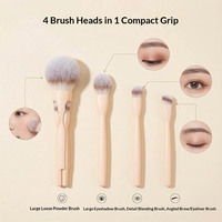 Kit de Maquillage Portable 4-en-1 en Cheveux Synthétiques avec Connexion Magnétique pour Voyage – Fond de Teint, Anti-cernes, Fard à Joues, Brillant à Lèvres, Fard à Paupières – Gain de Place