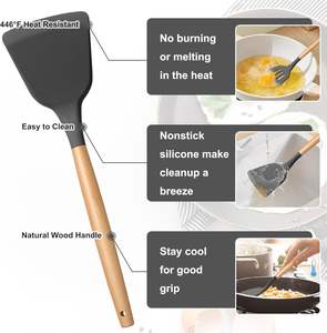 Custom 33 Pcs <b>Kitchen</b> <b>Accessories</b> Mixing Spatula Non Stick Cookware Set Silicone <b>Kitchen</b> Utensils Set With <b>Wooden</b> Handle - Product Image 3