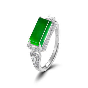 Natural Jadeite <b>Ring</b> S925 Silver Inlaid Fashion Accessories Adjustable <b>Ring</b> D594 - Product Image 2