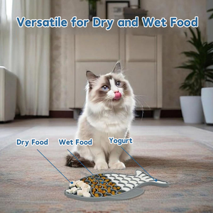 แผ่นรองเลียซิลิโคนกันสำลักสำหรับแมวรูปปลา พร้อมจุกดูดกันน้ำ ช่วยให้สัตว์เลี้ยงกินช้าลง ปลอดภัย ไม่เป็นพิษ ทนทาน - Product Image 4