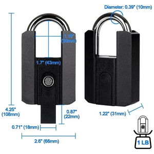 Candado impermeable Desbloqueo Negro Cerradura de combinación resistente Candado de seguridad resistente a la intemperie Candado de huella dactilar para equipaje - Product Image 2