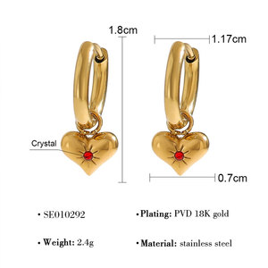 ต่างหูขายส่งจำนวนมาก สแตนเลส 316L ชุบทอง 14k 18k เครื่องประดับคุณภาพสูง ประดับเพชรซิร์คอน รูปหัวใจ แฟชั่นต่างหูแบบห้อยสำหรับผู้หญิง - Product Image 5