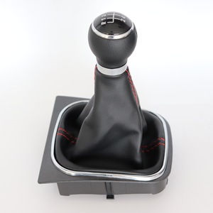 Car Gear Knob TPR <b>Material</b> Black With <b>Red</b> Stitching For Manual Transmission Vehicles - Product Image 1