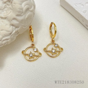 Boucles d'oreilles goutte zircon plaqué or 18 carats à la mode pour femmes cadeau univers mansing star - Product Image 2