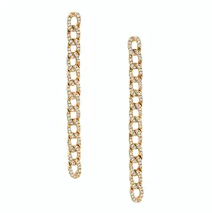 Wholesale 18K Gold Plated Long Cuban Link Chain 925 Sterling Silver Drop Women's Earring